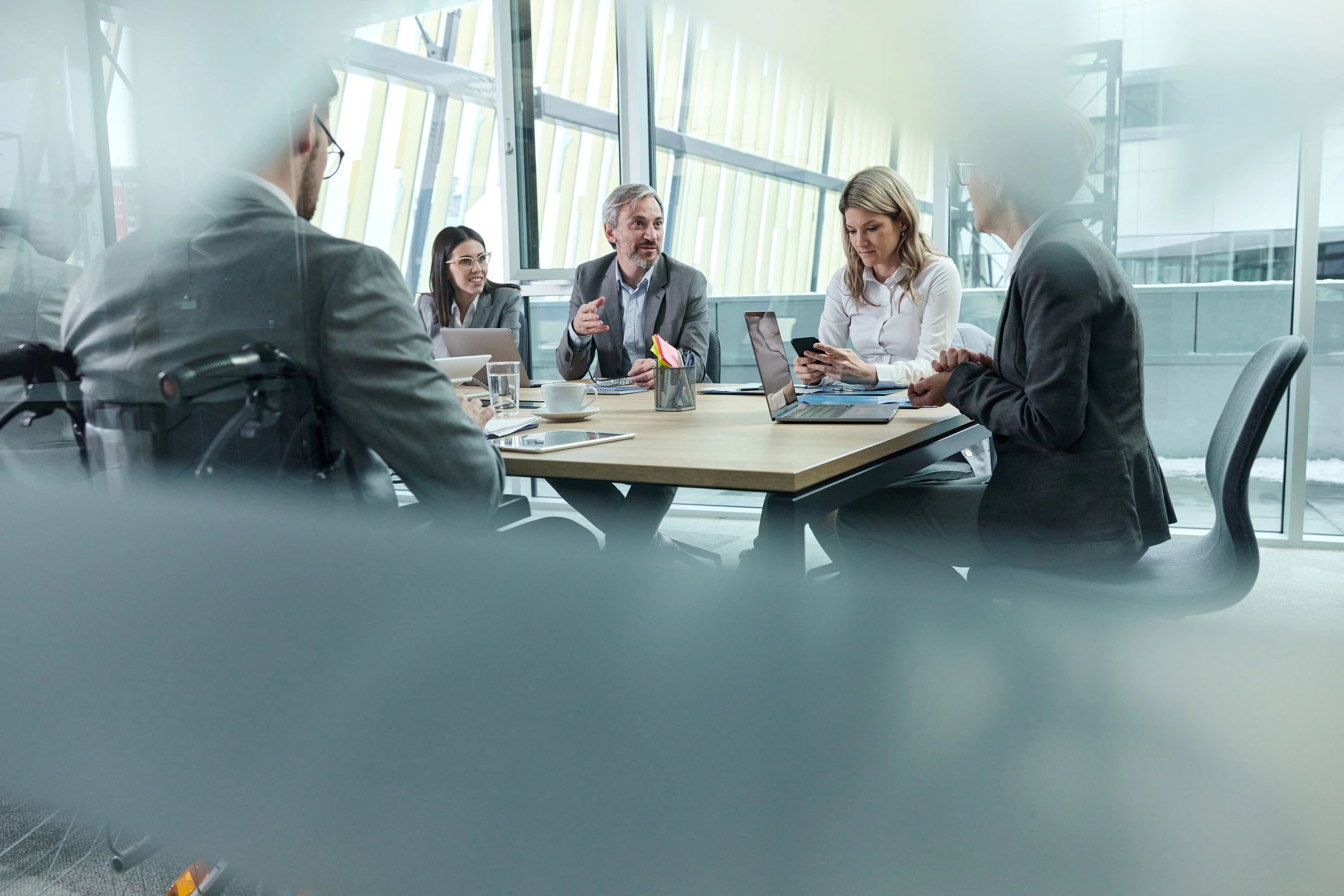 business team meeting newsroom